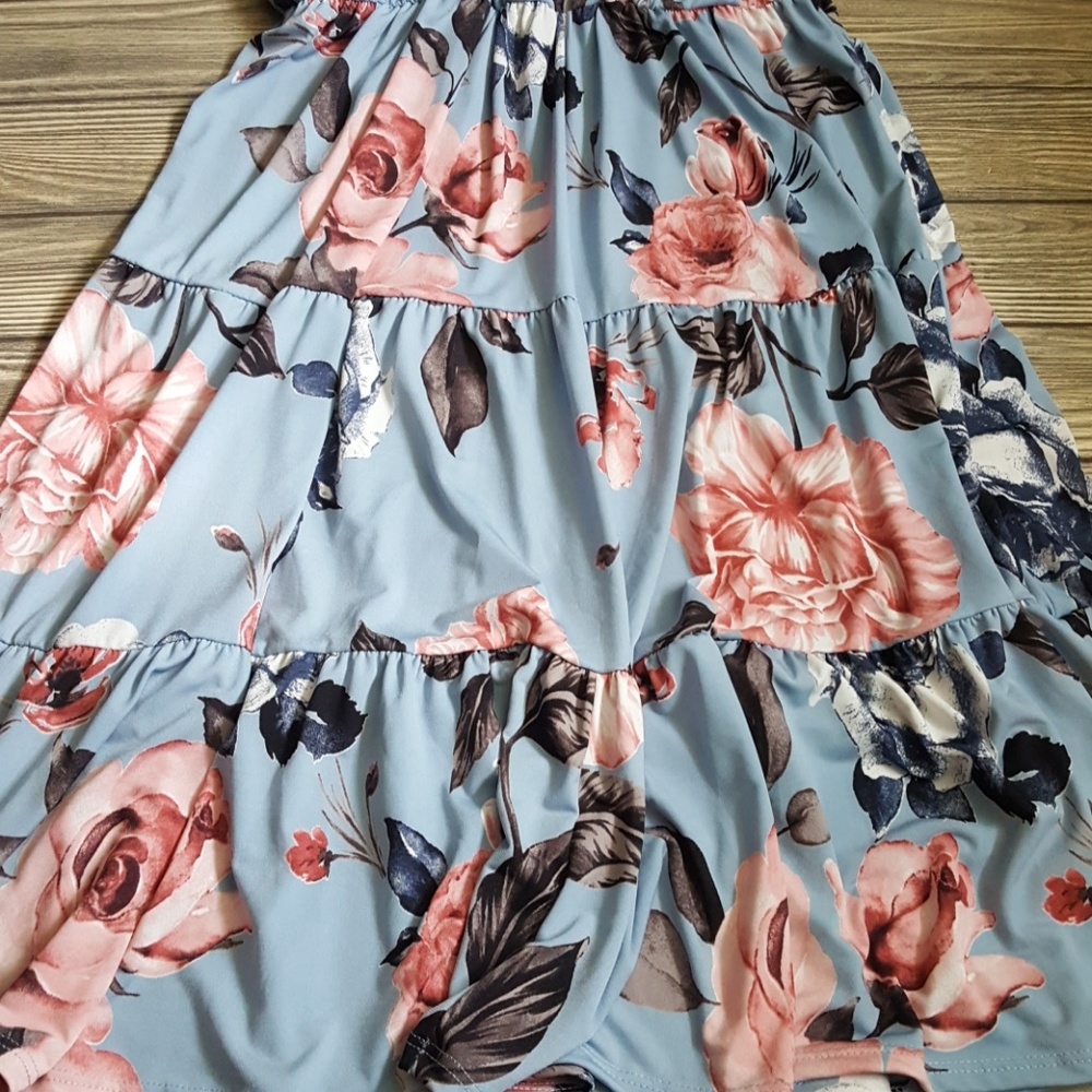 Gorgeous Blue Floral Dress S M L - Picture 3 of 4